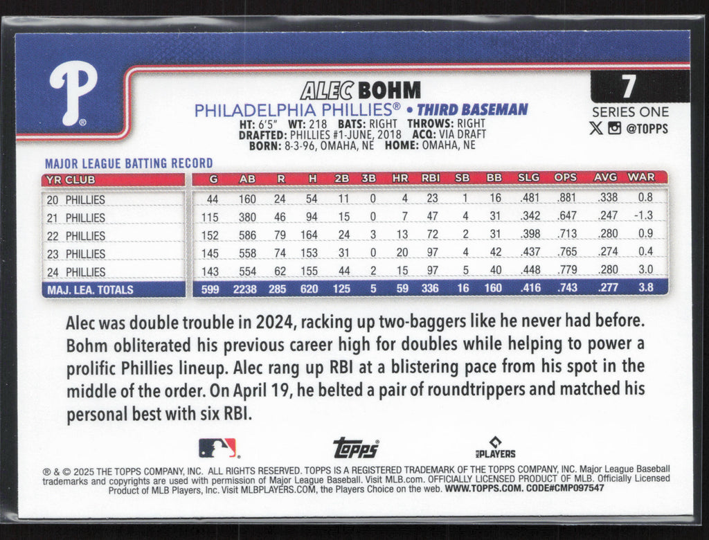 2025 Topps #7 Alec Bohm