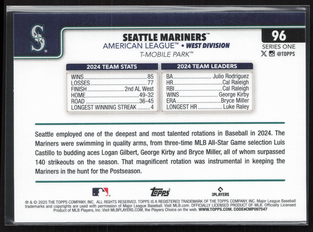 2025 Topps #96 Seattle Mariners