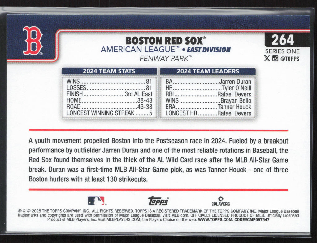 2025 Topps #264 Boston Red Sox