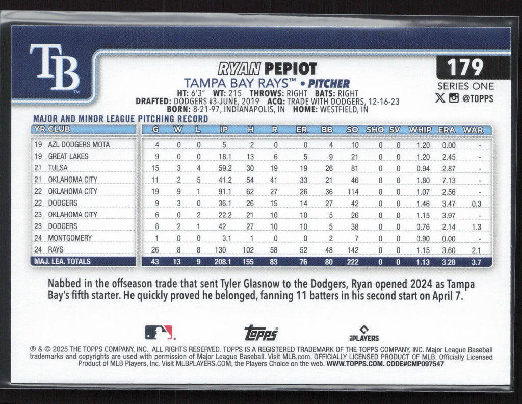 2025 Topps #179 Ryan Pepiot
