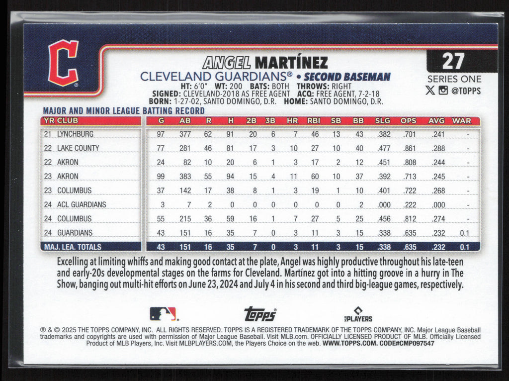 2025 Topps #27 Angel Martinez