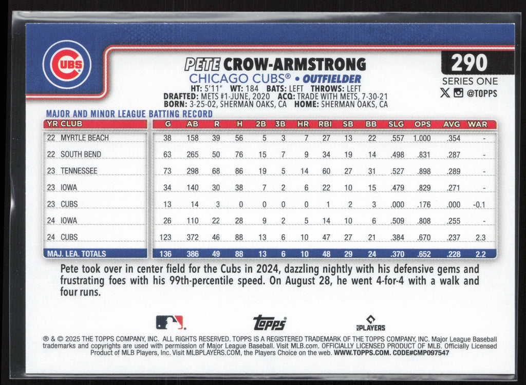 2025 Topps #290 Pete Crow-Armstrong
