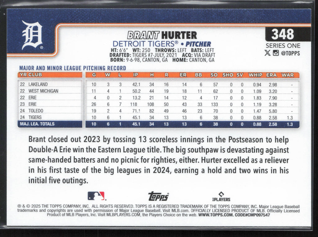 2025 Topps #348 Brant Hurter