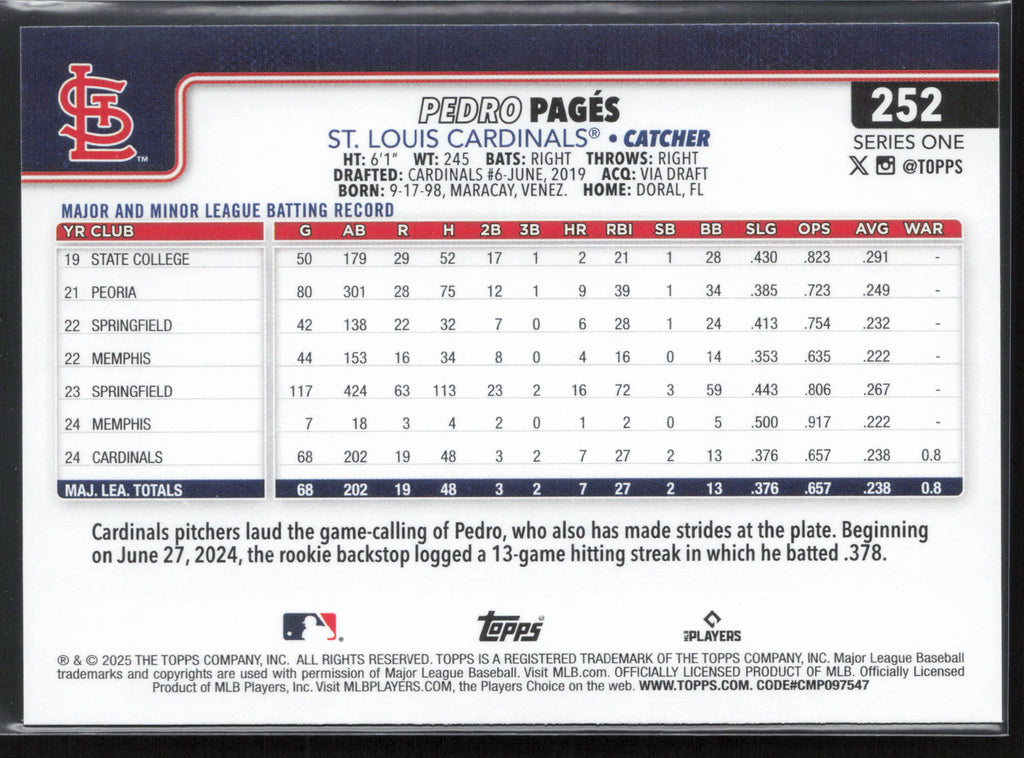 2025 Topps #252 Pedro Pagés