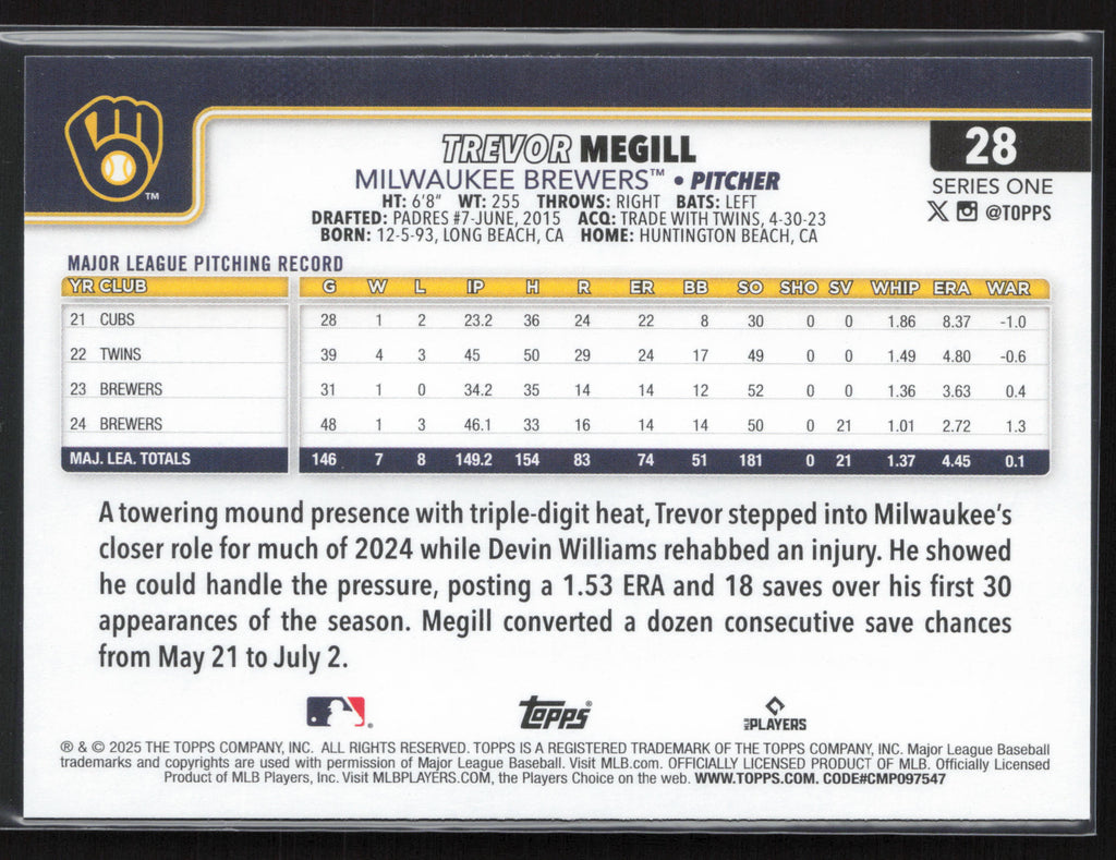 2025 Topps #28 Trevor Megill