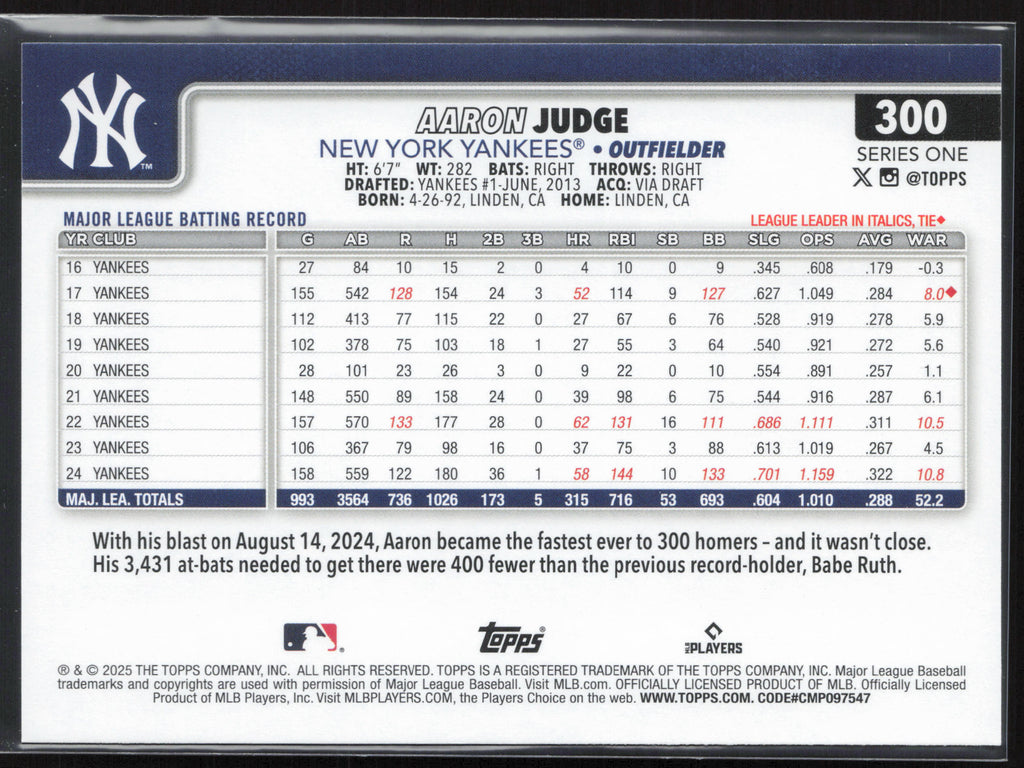 2025 Topps #300 Aaron Judge