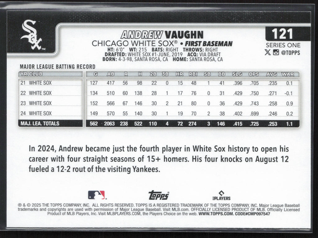 2025 Topps #121 Andrew Vaughn