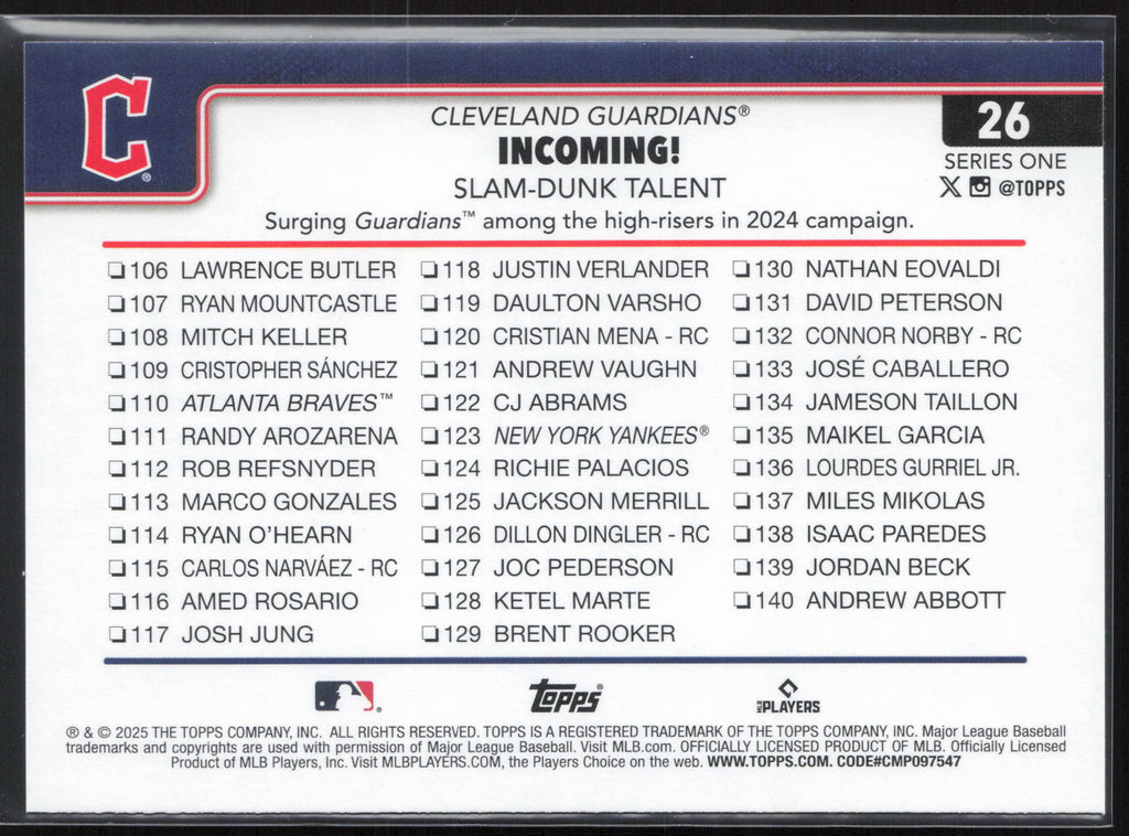 2025 Topps #26 Incoming! Slam-Dunk Talent
