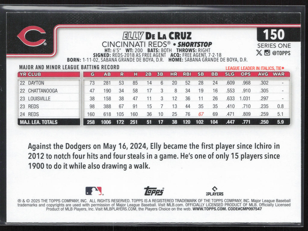 2025 Topps #150 Elly De La Cruz