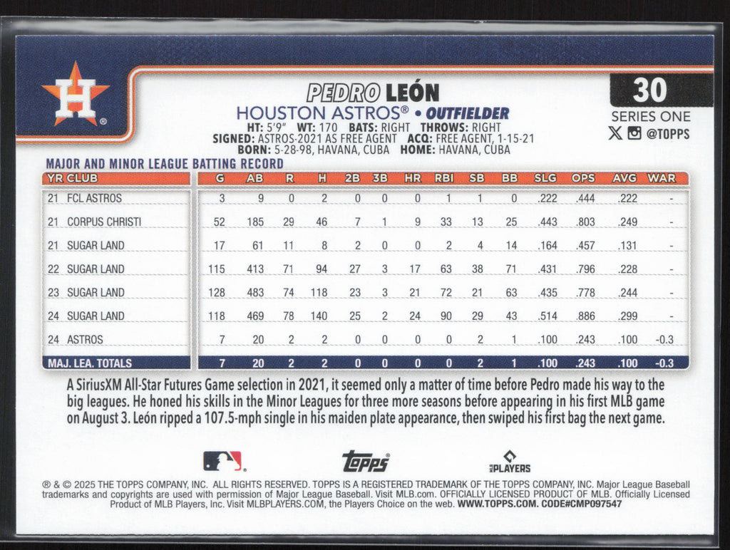 2025 Topps #30 Pedro León