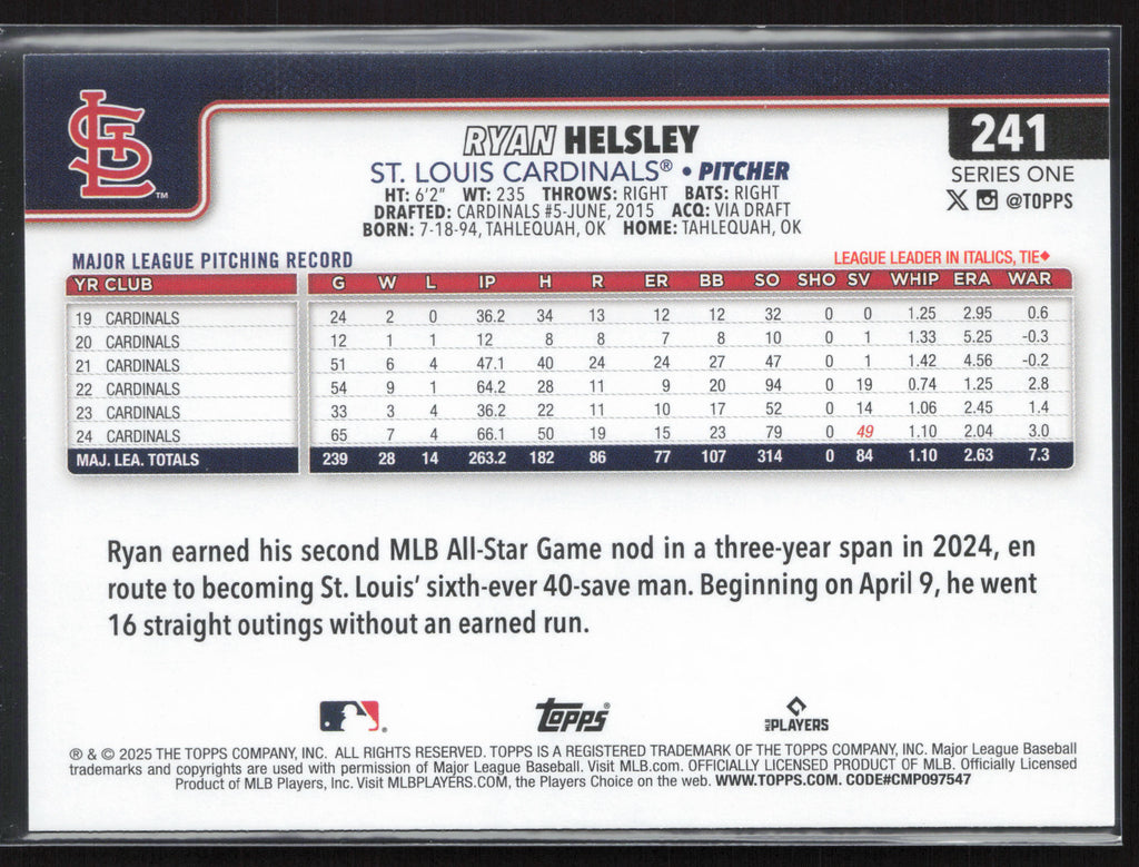 2025 Topps #241 Ryan Helsley