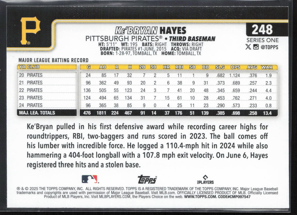 2025 Topps #248 Ke’Bryan Hayes