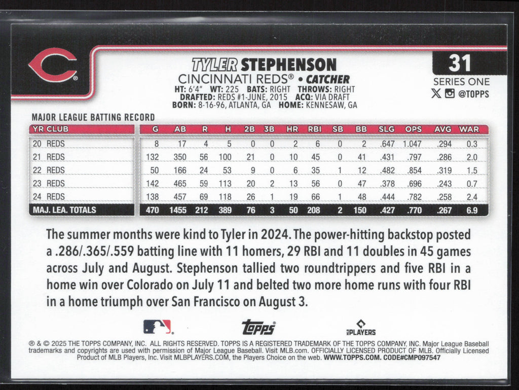 2025 Topps #31 Tyler Stephenson