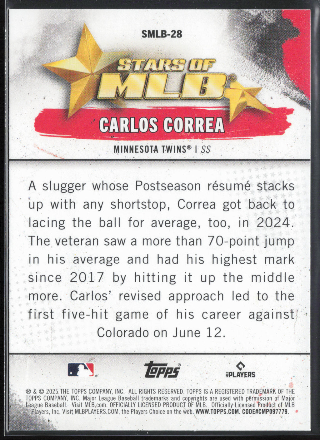 2025 Topps #SMLB-28 Carlos Correa Stars of MLB