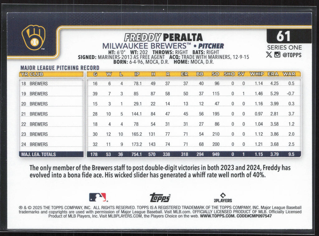 2025 Topps #61 Freddy Peralta