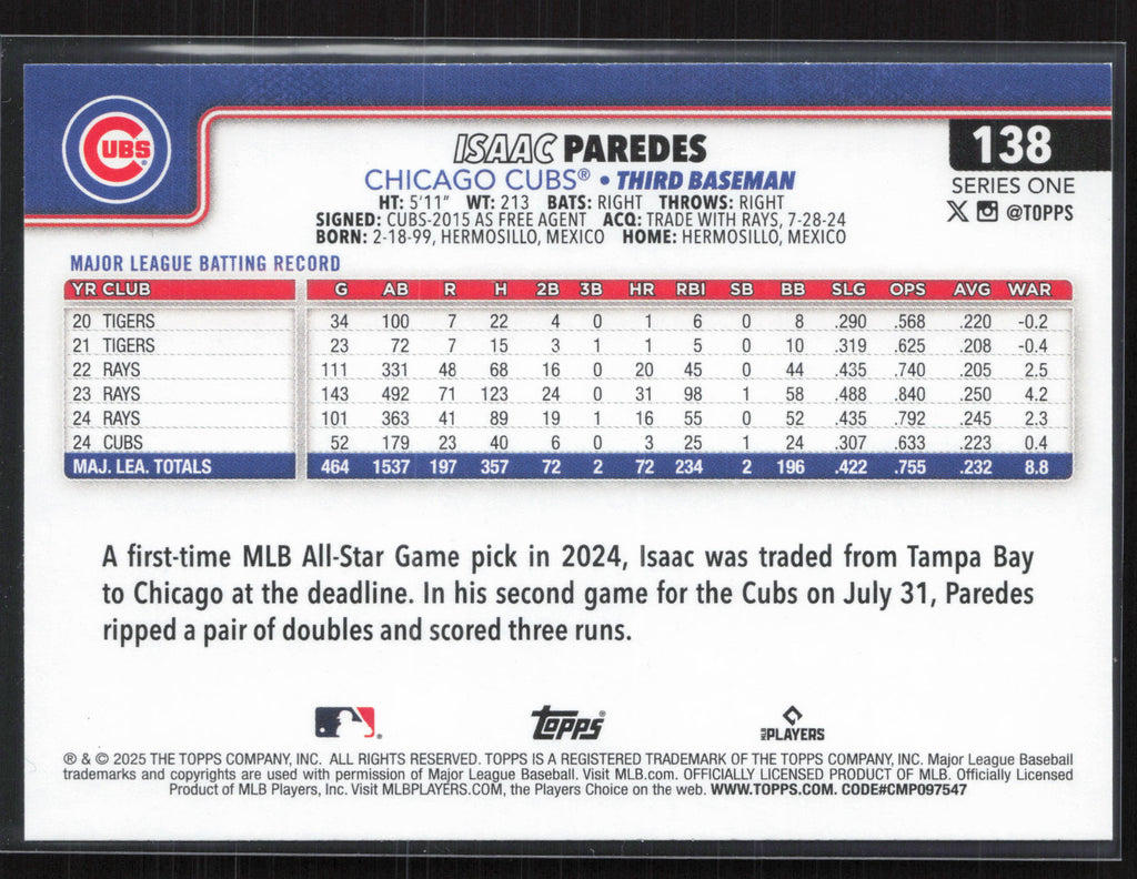 2025 Topps #138 Isaac Paredes