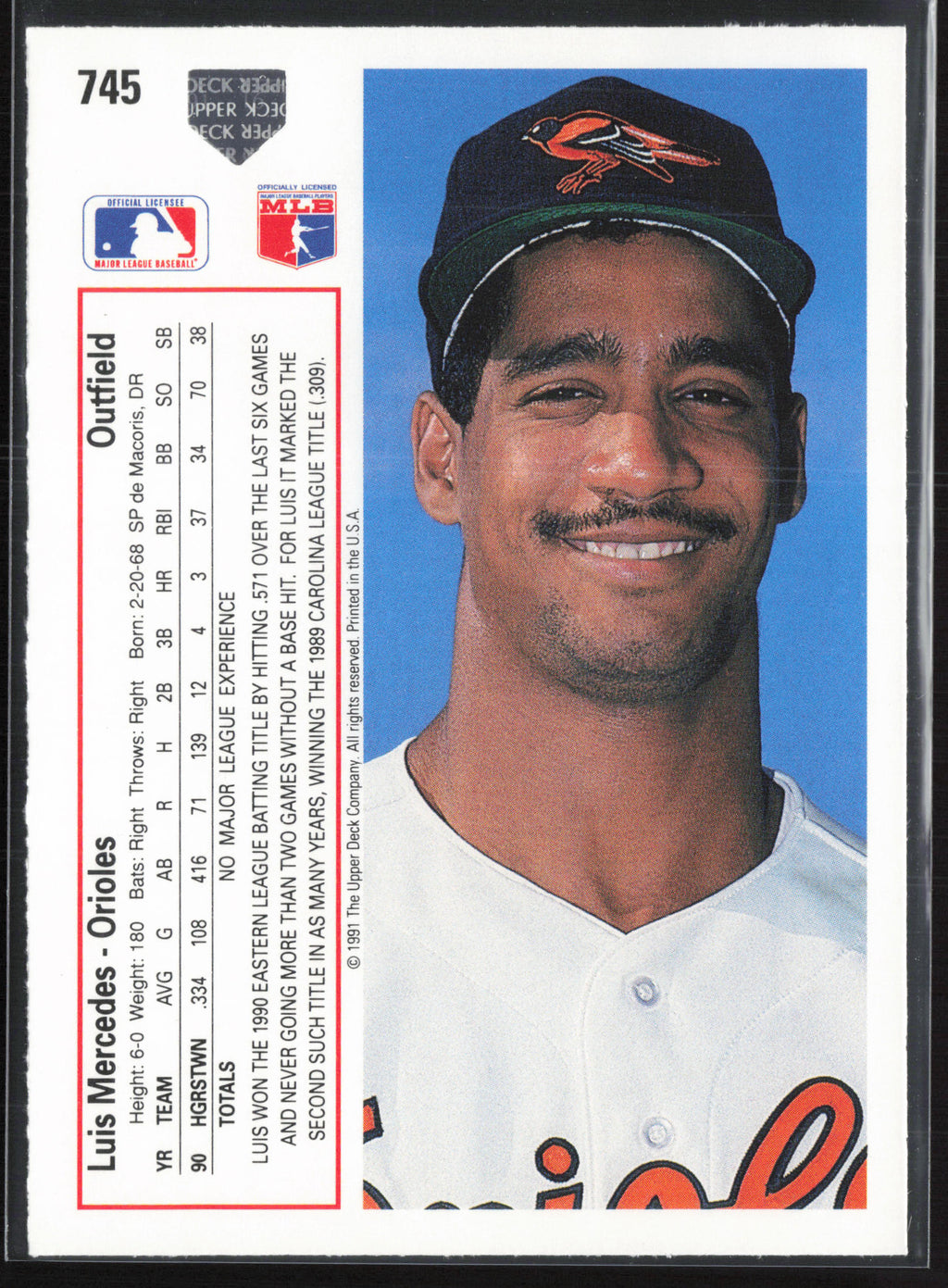 1991 Upper Deck #745b Luis Mercedes