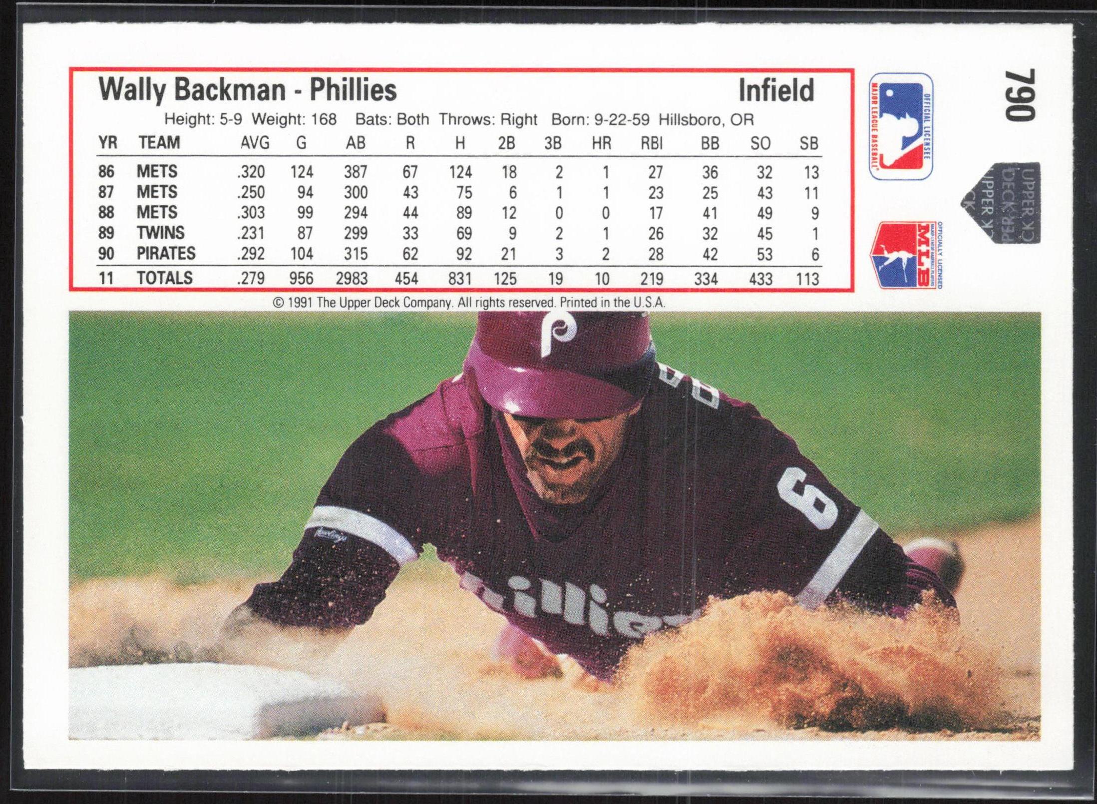 1991 Upper Deck #790 Wally Backman 1992 Upper Deck