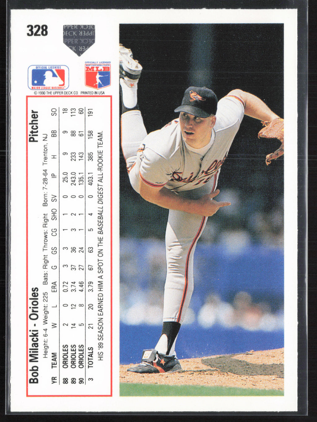 1991 Upper Deck #328d Bob Milacki