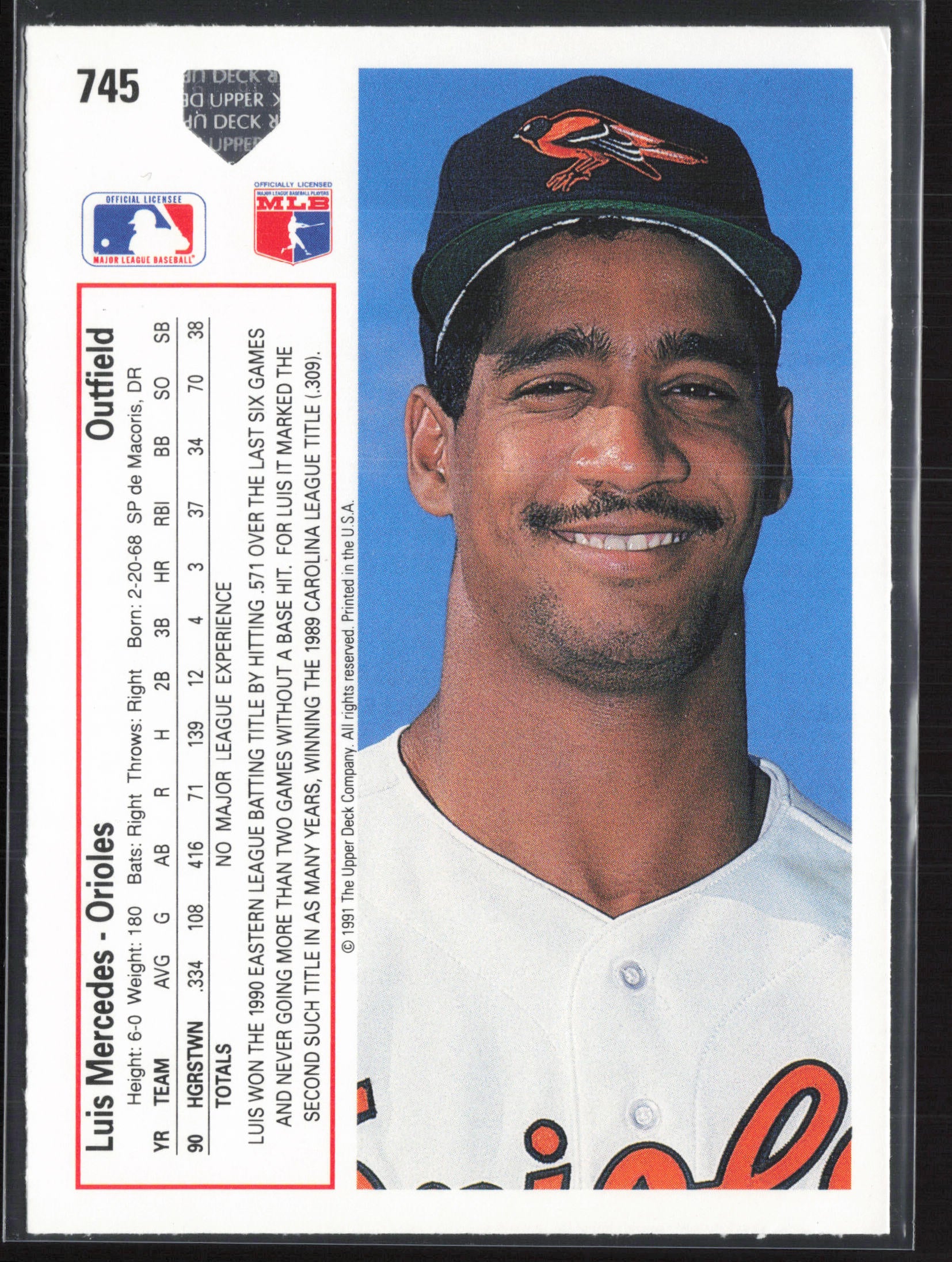 1991 Upper Deck #745b Luis Mercedes