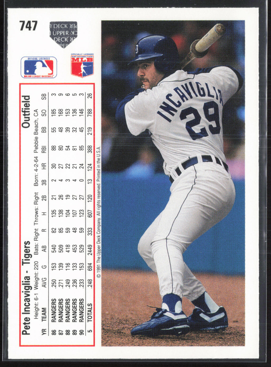 1991 Upper Deck #747 Pete Incaviglia
