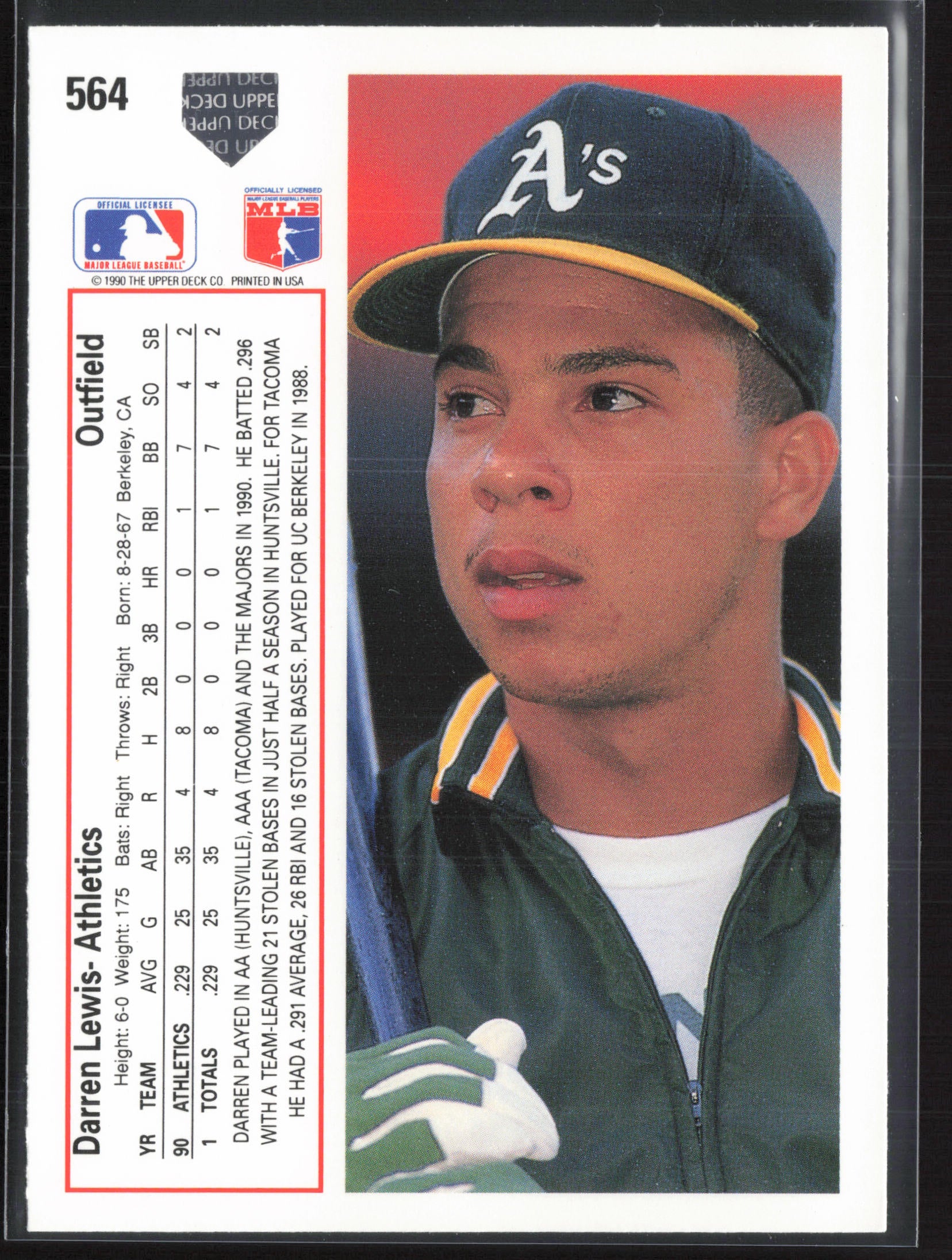1991 Upper Deck #564 Darren Lewis