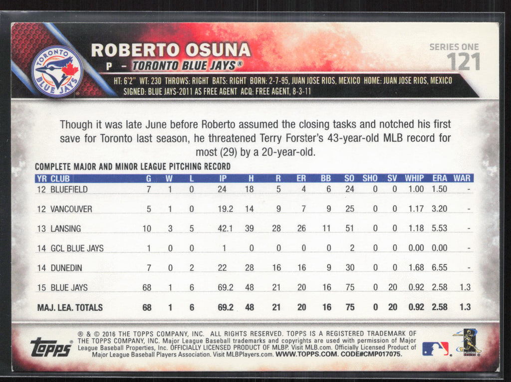 2016 Topps #121 Roberto Osuna