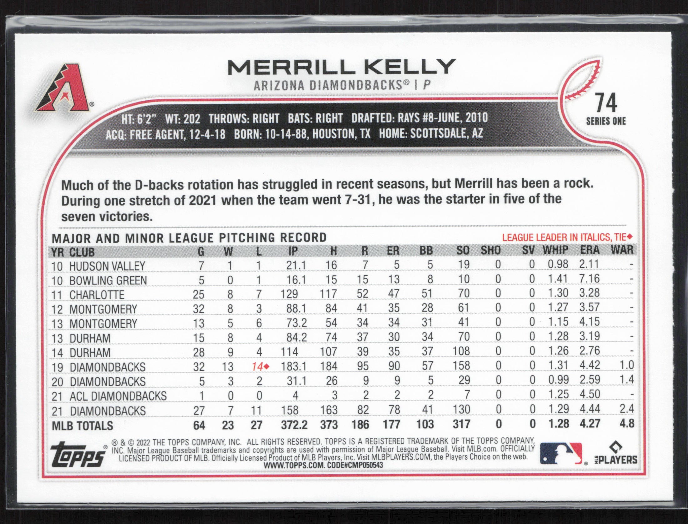 2022 Topps #74 Merrill Kelly