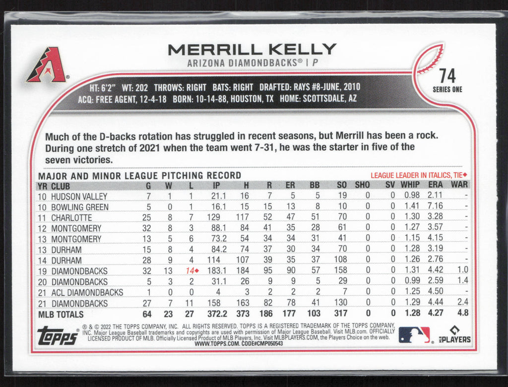 2022 Topps #74 Merrill Kelly