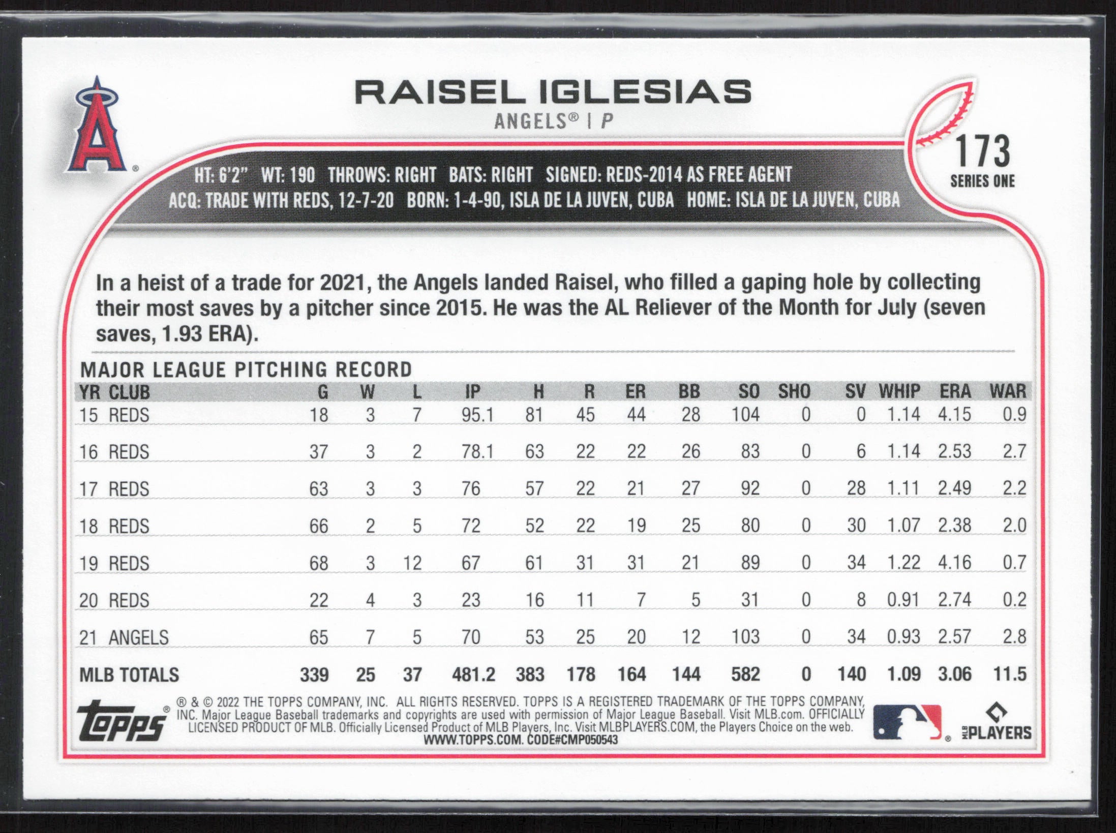2022 Topps #173 Raisel Iglesias