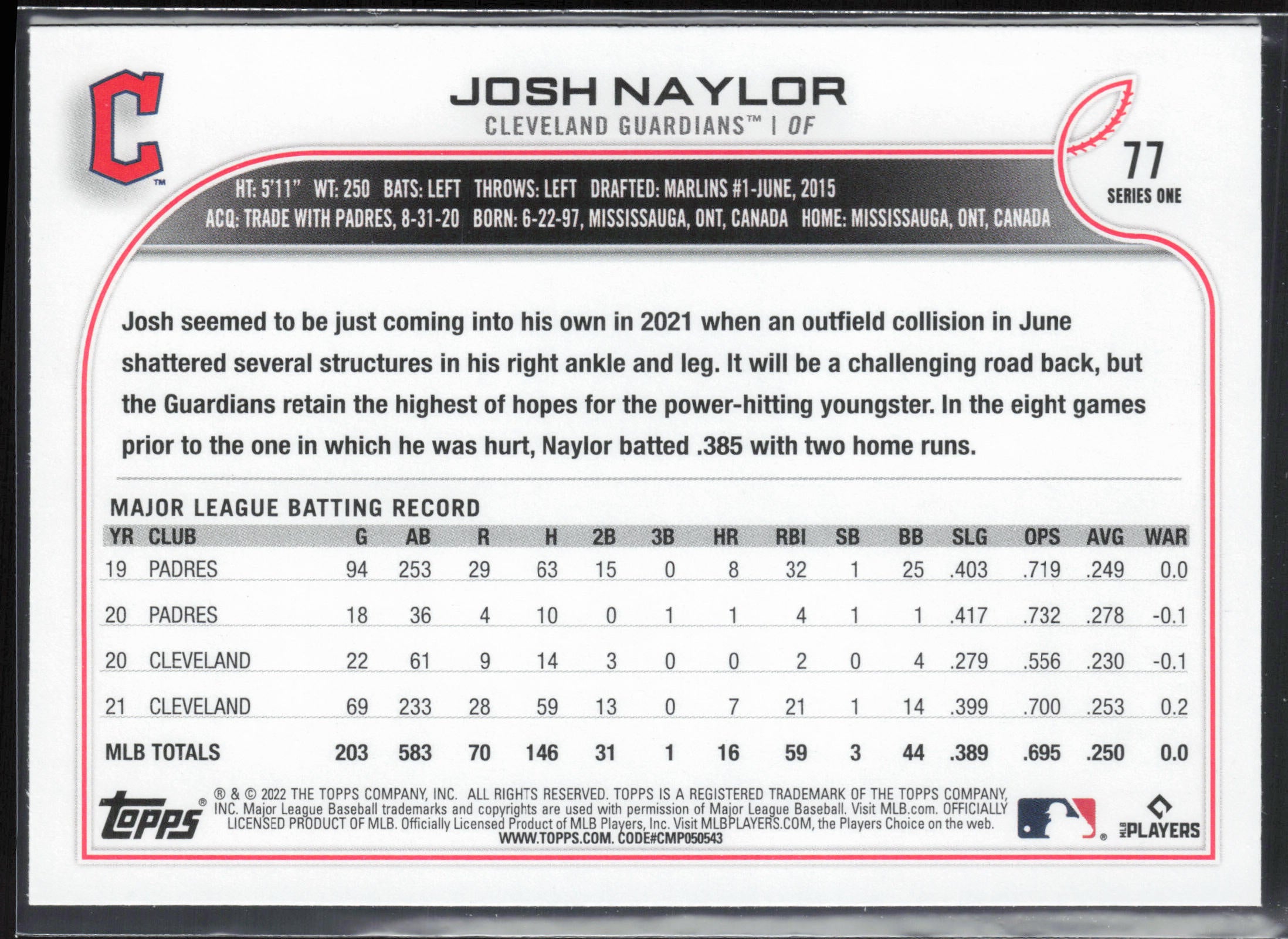 2022 Topps #77 Josh Naylor