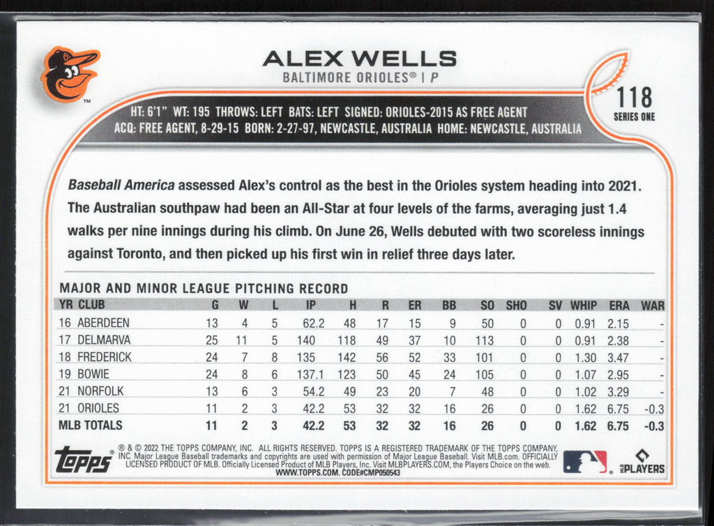 2022 Topps #118b Alex Wells