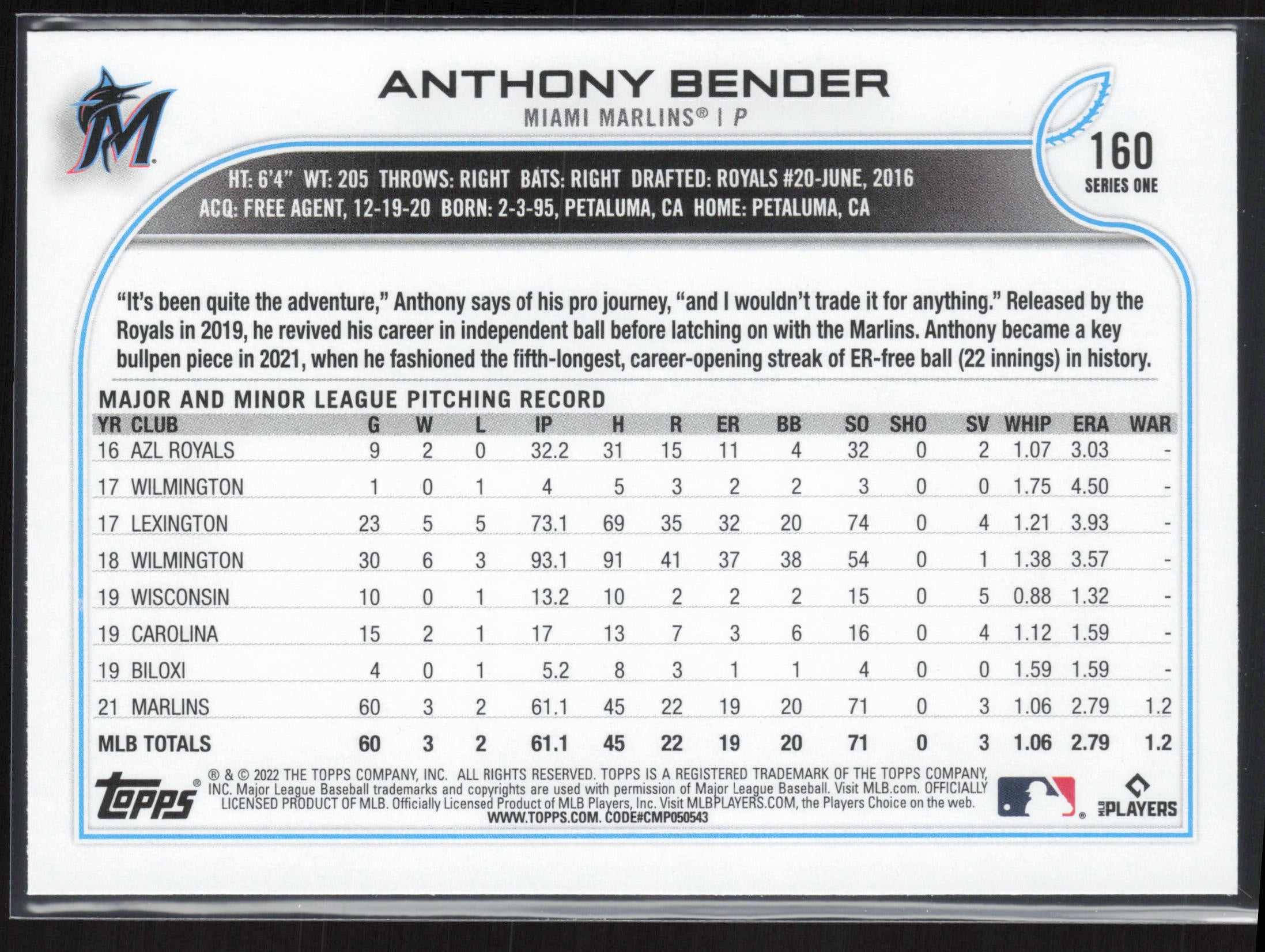 2022 Topps #160 Anthony Bender