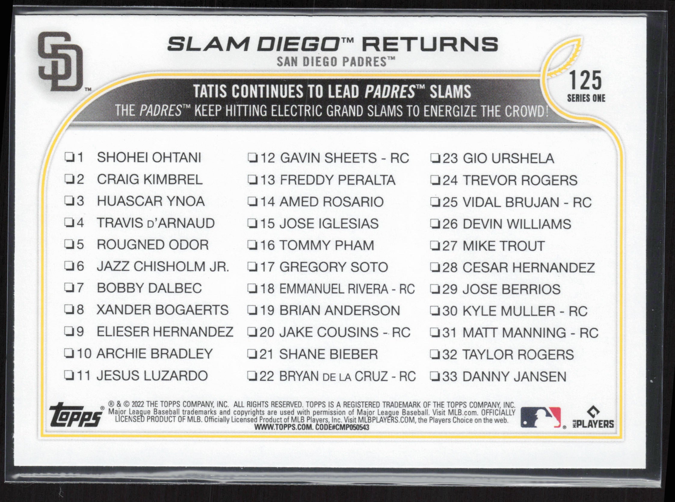 2022 Topps #125 Slam Diego Returns