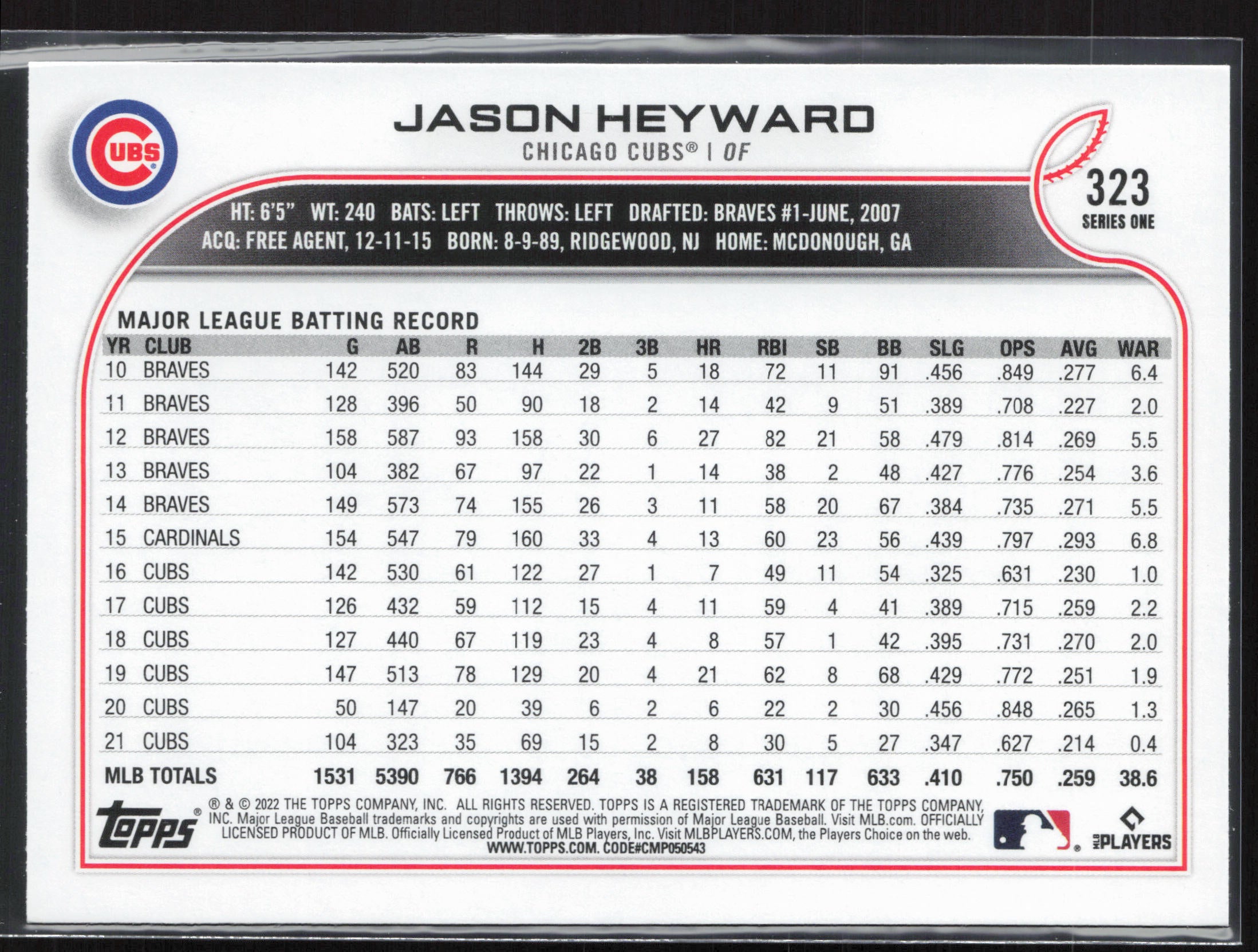 2022 Topps #323 Jason Heyward