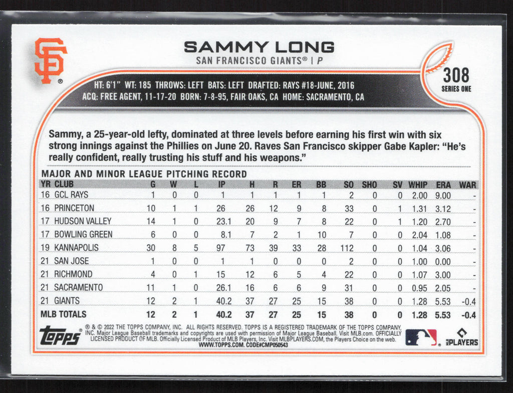2022 Topps #308 Sammy Long