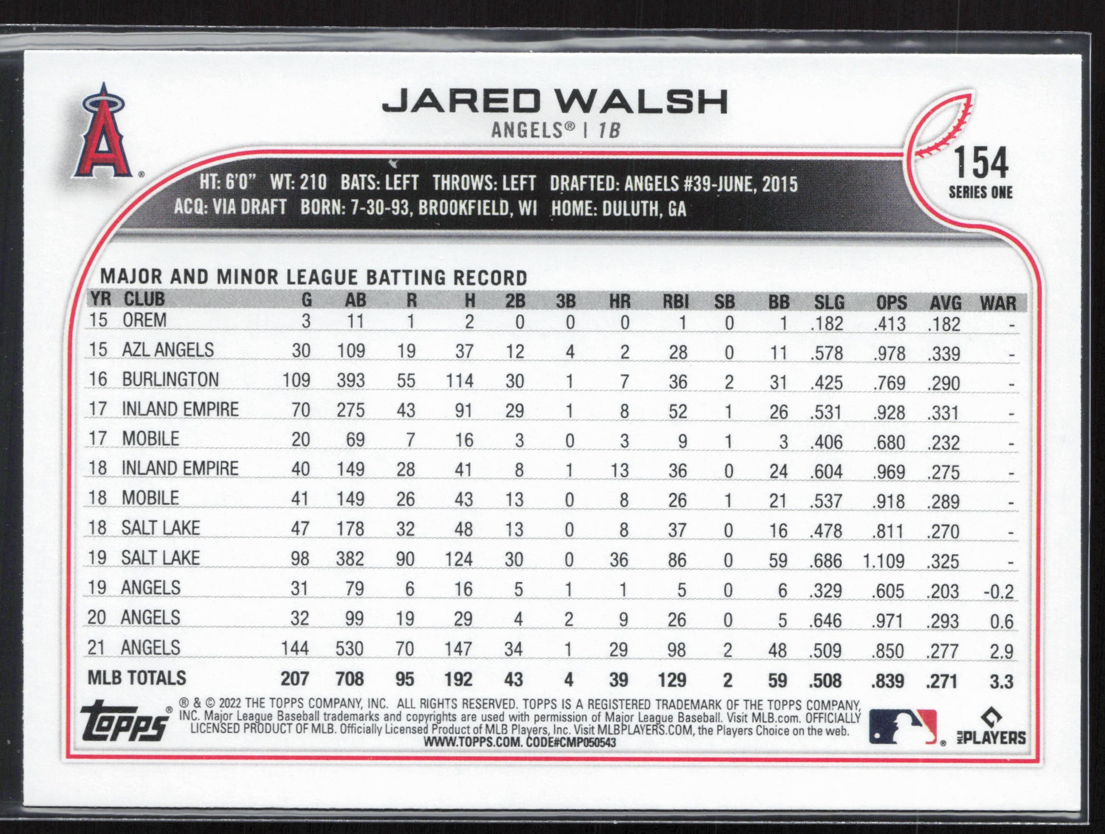 2022 Topps #154 Jared Walsh