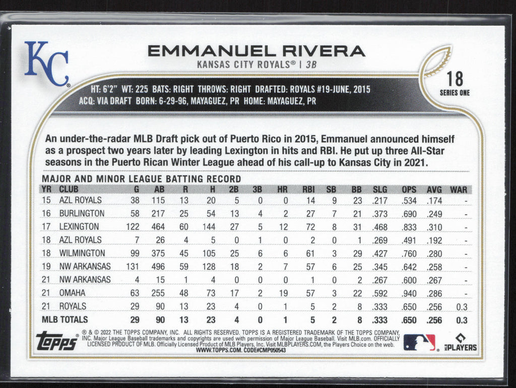2022 Topps #18b Emmanuel Rivera