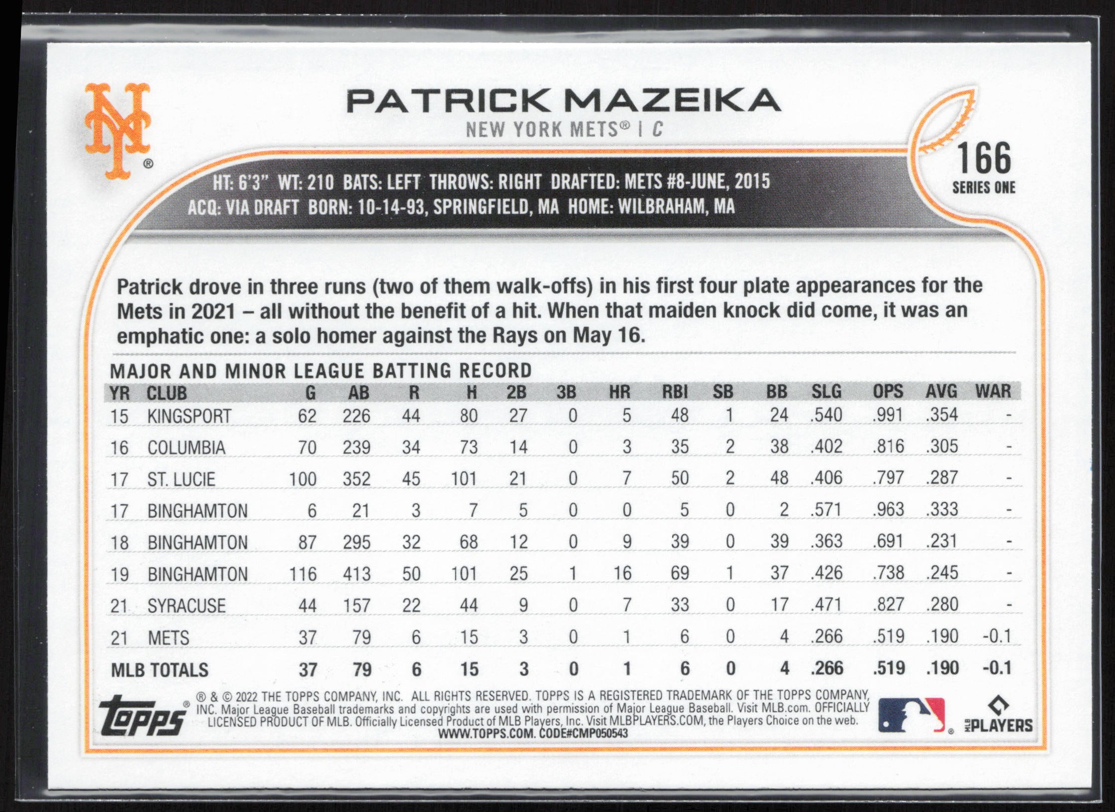 2022 Topps #166 Patrick Mazeika