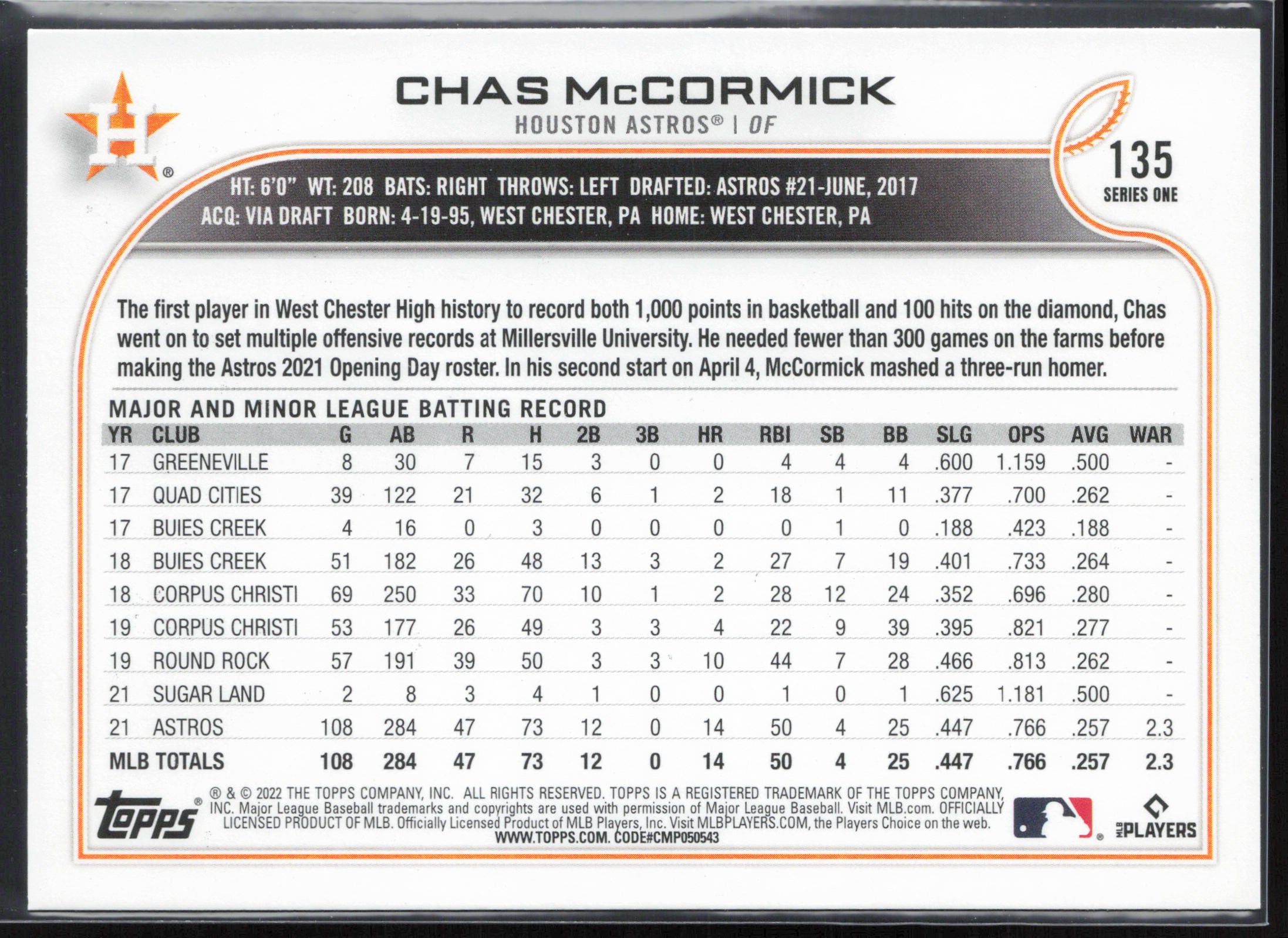 2022 Topps #135b Chas McCormick