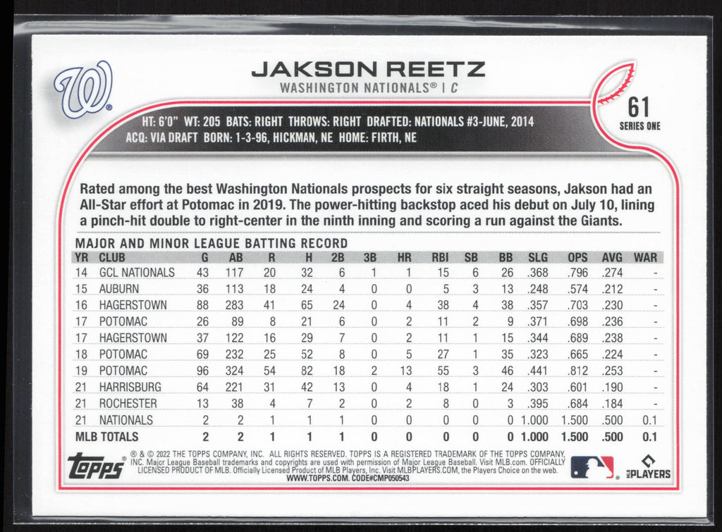 2022 Topps #61b Jakson Reetz