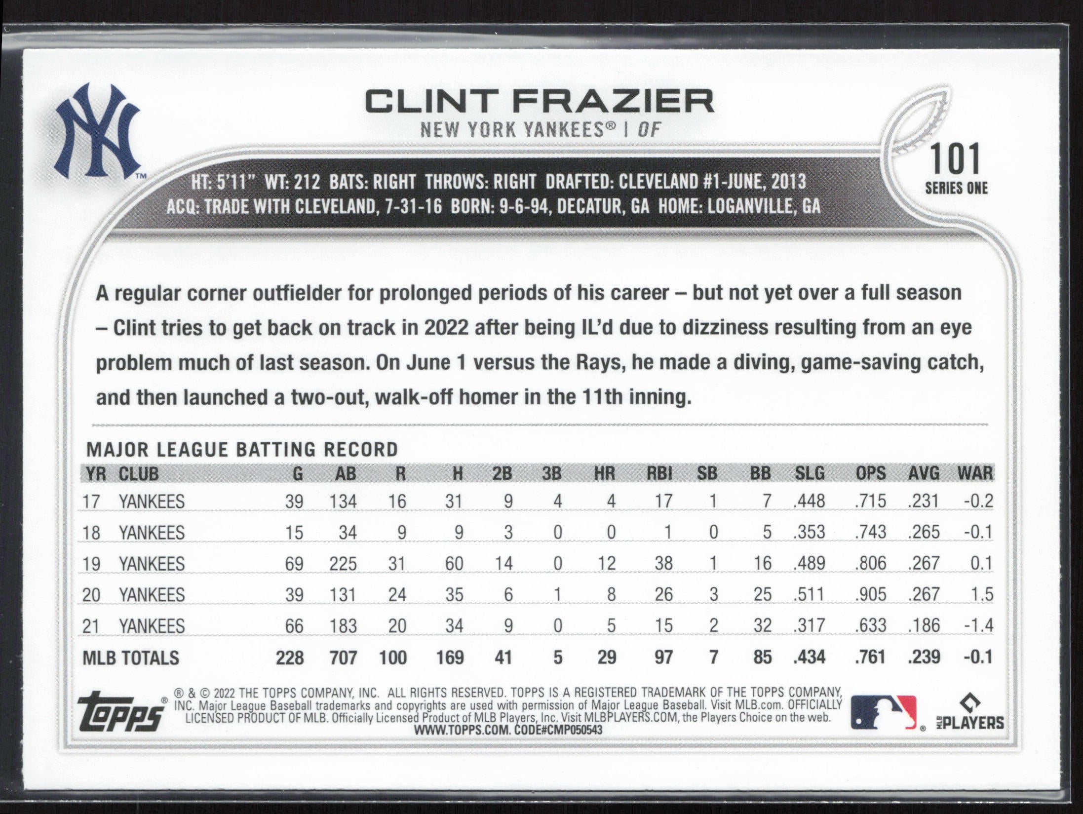 2022 Topps #101 Clint Frazier