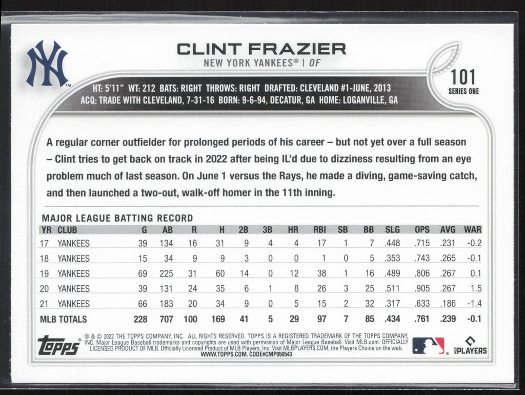 2022 Topps #101 Clint Frazier