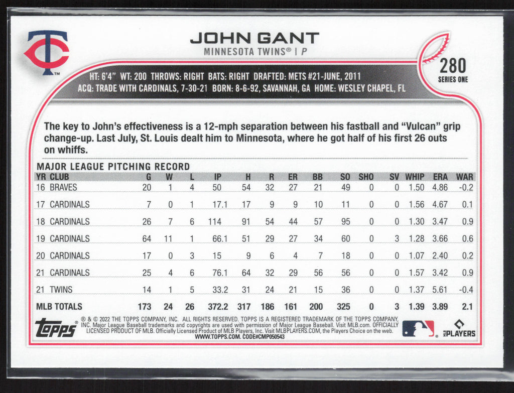 2022 Topps #280 John Gant