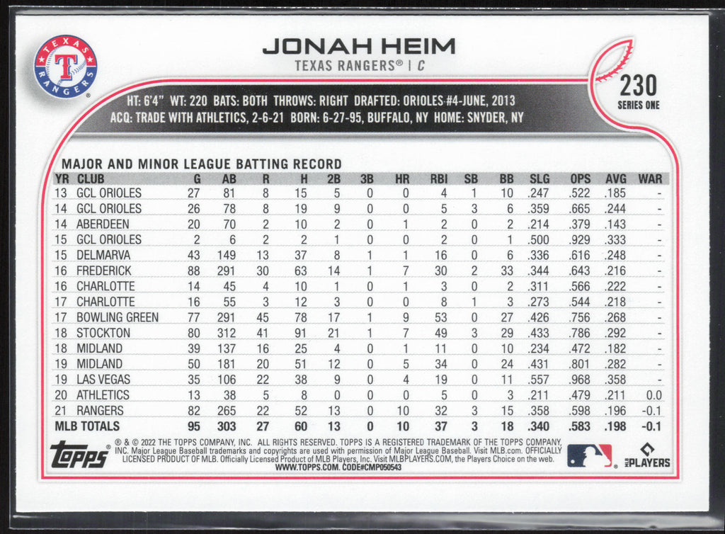 2022 Topps #230 Jonah Heim
