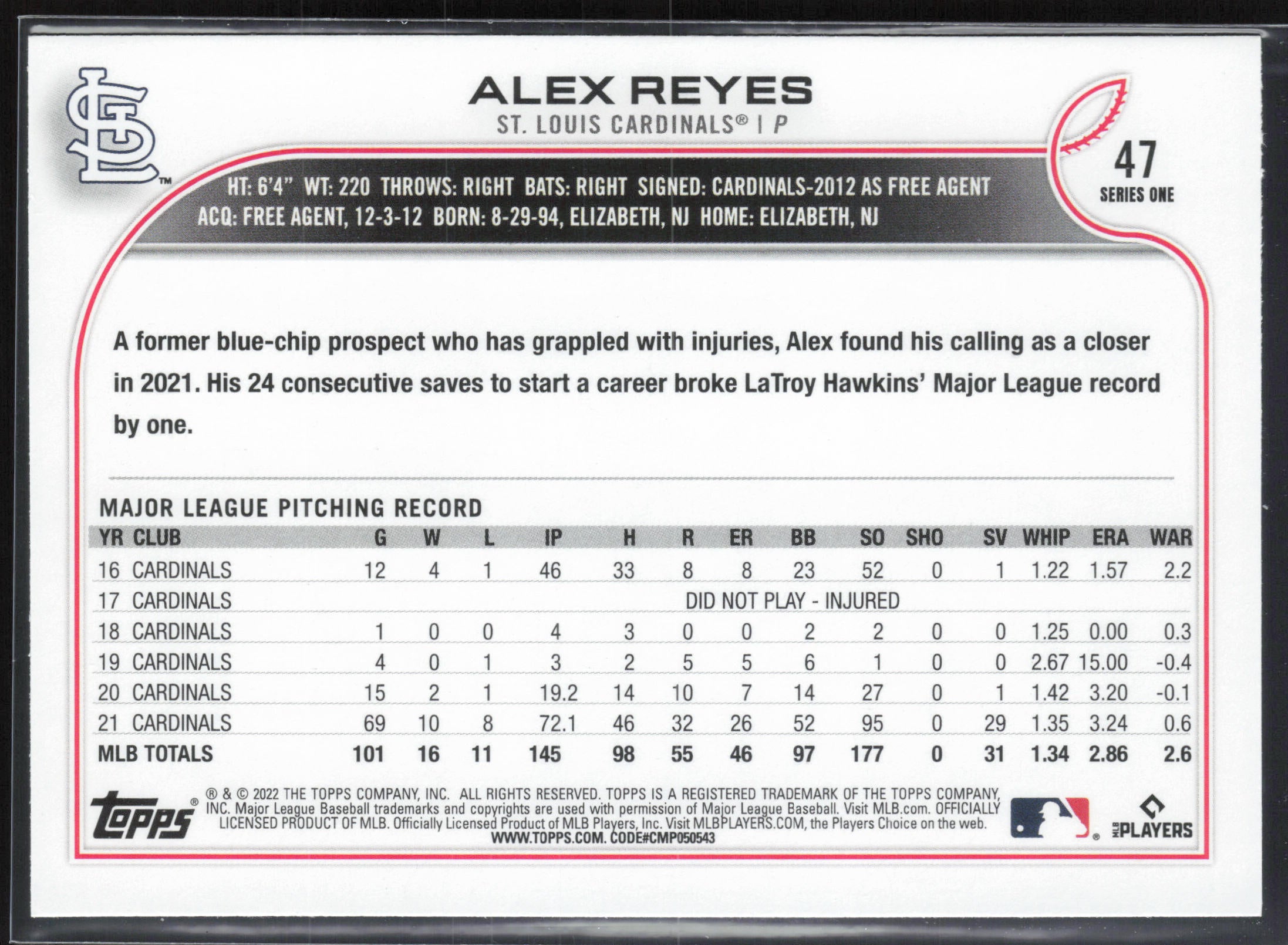 2022 Topps #47 Alex Reyes