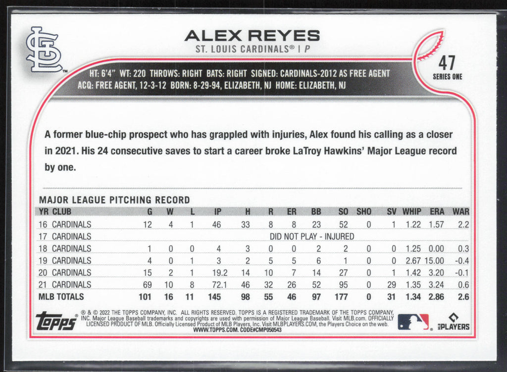 2022 Topps #47 Alex Reyes