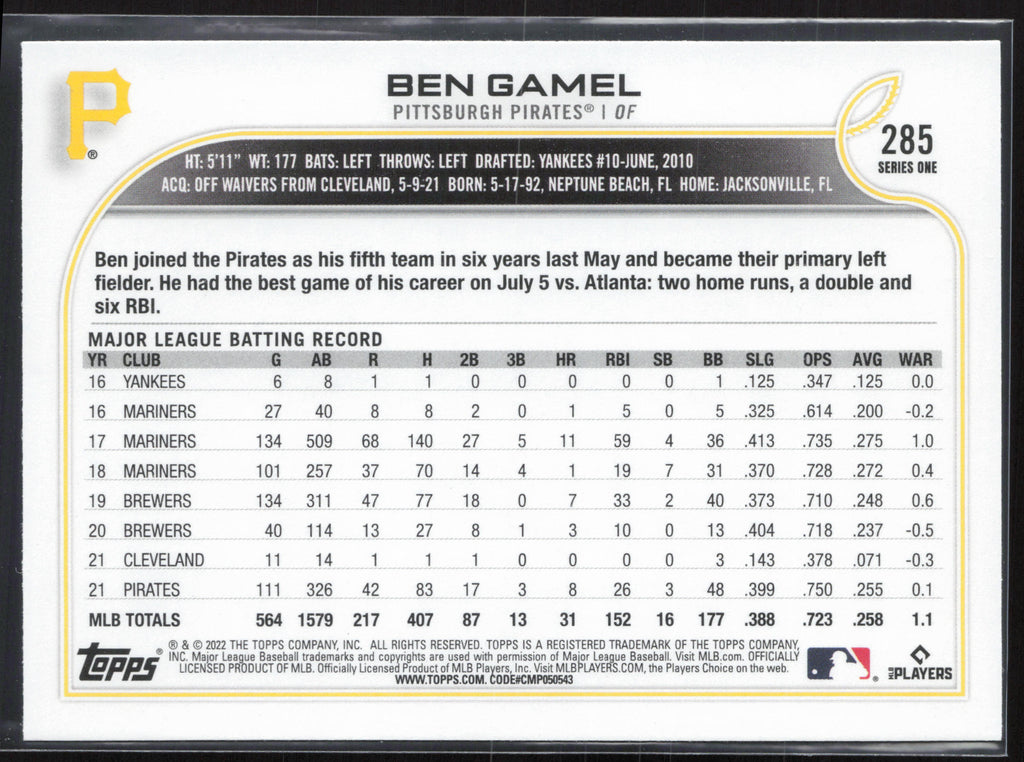2022 Topps #285 Ben Gamel