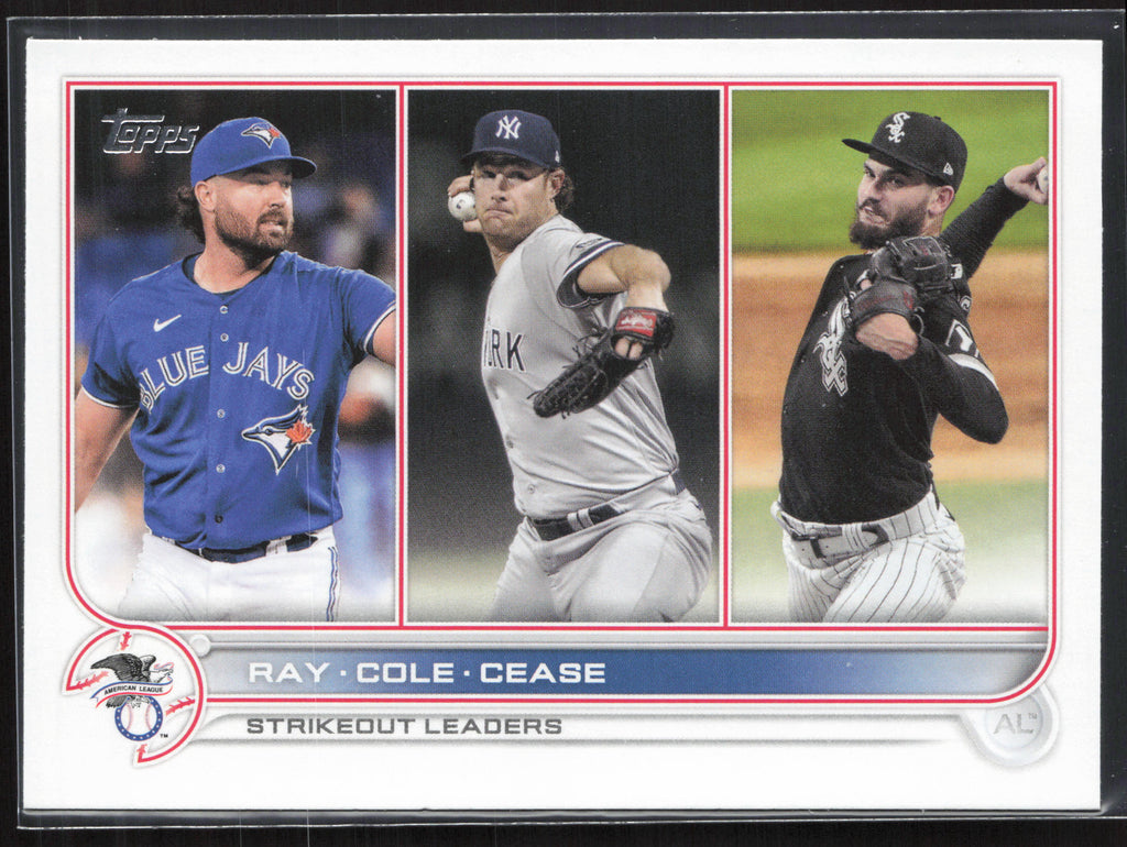 2022 Topps #138 AL Strikeouts Leaders Ray / Cole / Cease