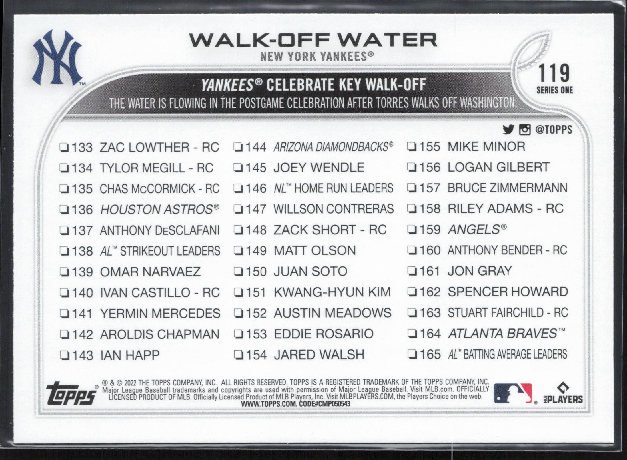 2022 Topps #119 Walk-Off Water